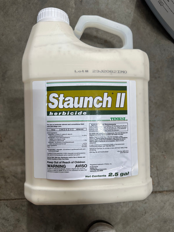 Staunch II Herbicide - 2.5 gallon pre-emergent residual weed control for corn and Roundup Ready food Plots
