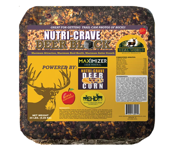 Nutri-Crave Deer Block - 20 lb high-protein corn and grain attractant block for deer nutrition and hunting sites