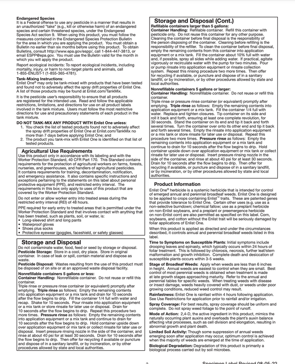 Enlist One 2, 4-D contact herbicide for marestail and waterhemp in Enlist soybeans