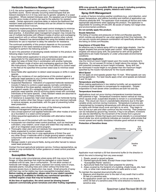 Enlist One 2, 4-D contact herbicide for marestail and waterhemp in Enlist soybeans