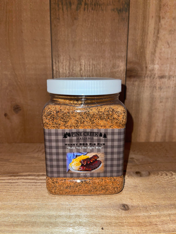 32 oz Pine Creek Honey BBQ Rib Rub - sweet and smoky seasoning blend for ribs, pork, and backyard grilling
