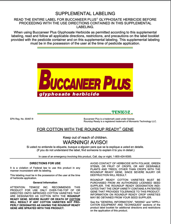 Buccaneer Plus Contact Herbicide - Corn & Soybeans