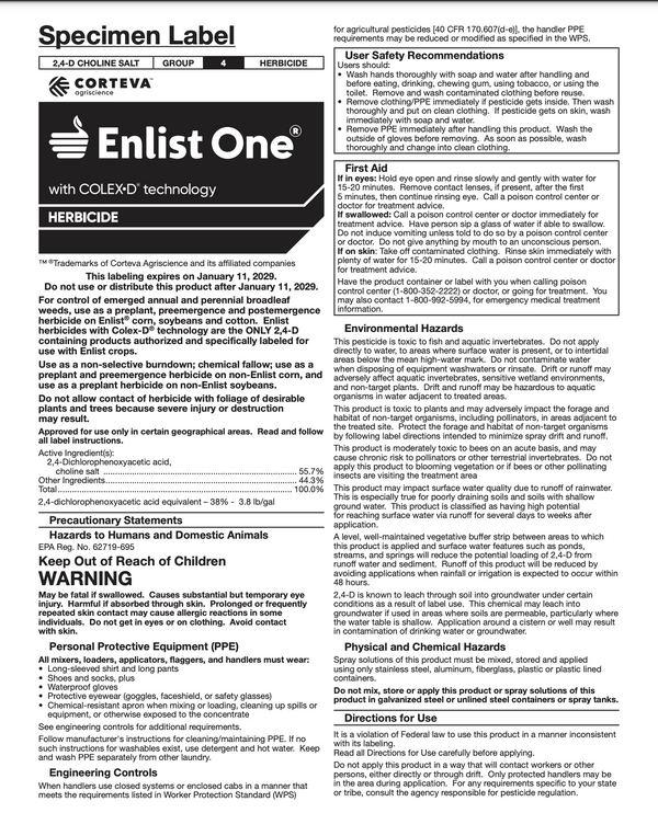 Enlist One 2, 4-D Contact Herbicide - Soybeans