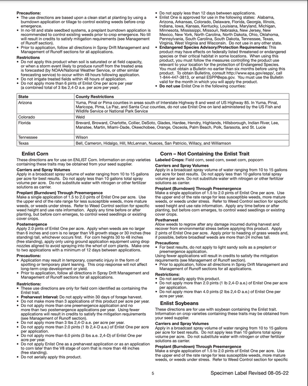 Enlist One 2, 4-D Contact Herbicide - Soybeans