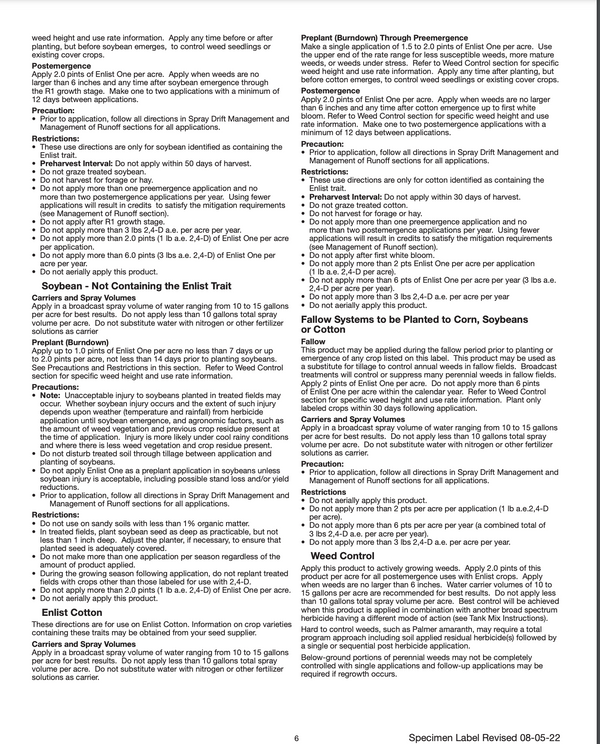 Enlist One 2, 4-D Contact Herbicide - Soybeans